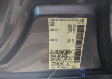 2017 Nissan Altima 2.5 Sv from USA, damaged, VIN 1N4AL3AP7HC232166